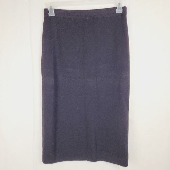 Peruvian Connection Black Baby Alpaca Knit Midi Skirt M Artisanal Old Money - Picture 1 of 6
